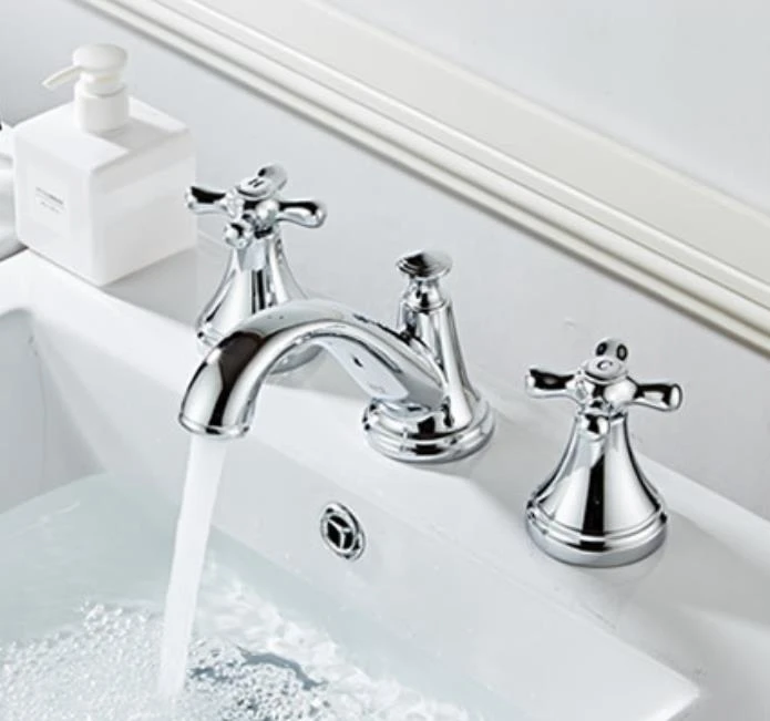 WIDESPREAD BATHROOM FAUCET - CROSS HANDLES (3)