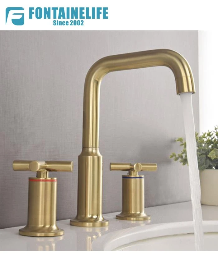 Faucet Kamar Mandi Emas 3 Lubang Disikat