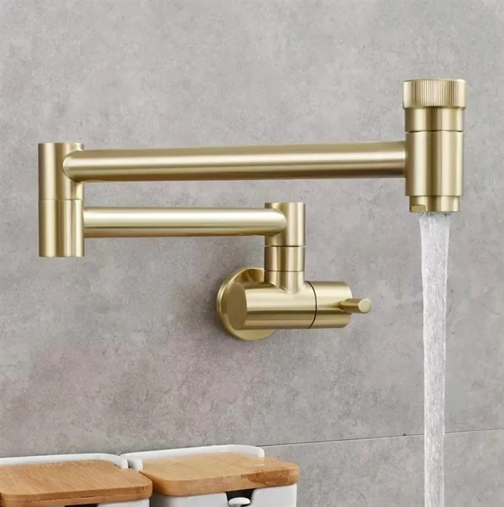 Faucet Pengisi Pot Kuningan Emas yang Disikat